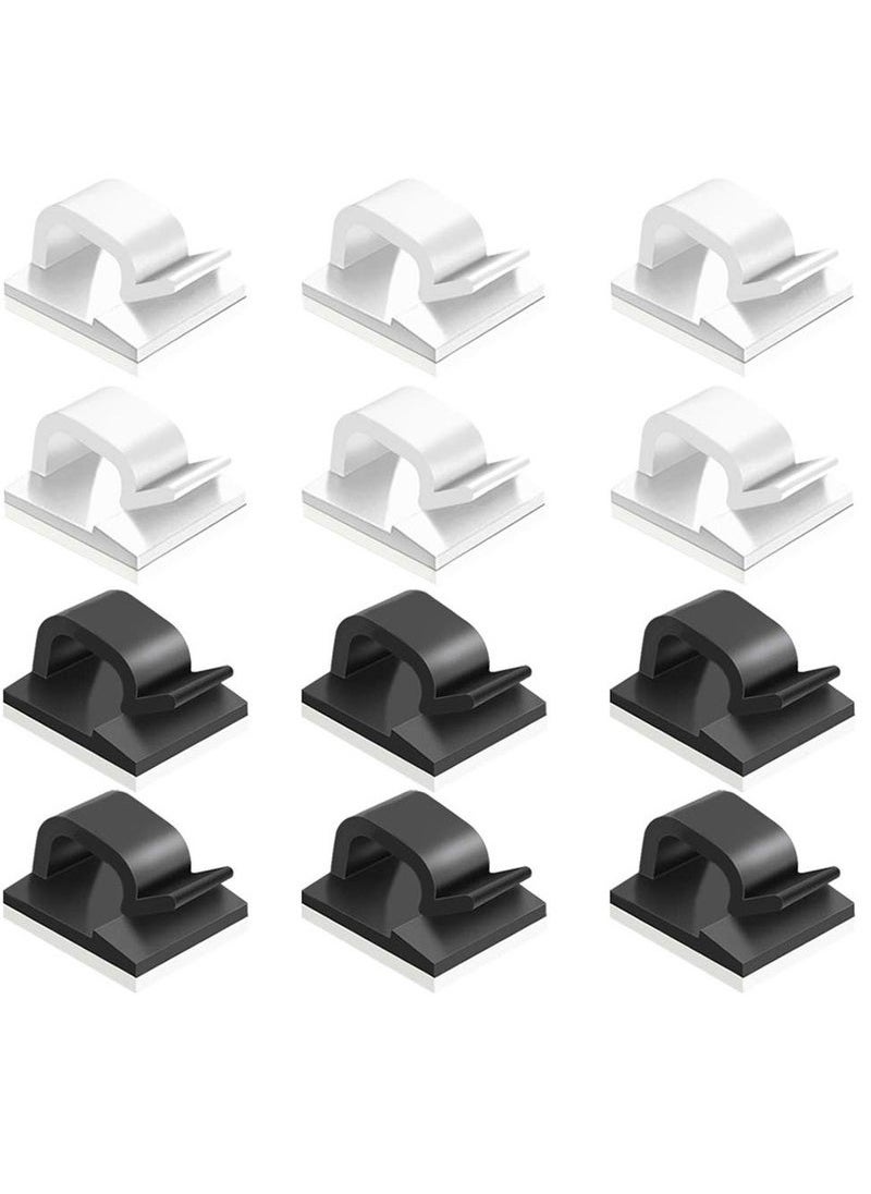 Generic 60 Pcs Adhesive Cable Clips, Plastic Cable Cord Organizers Cable Storage Management Clip for Home Office - Black, White  - Image 1