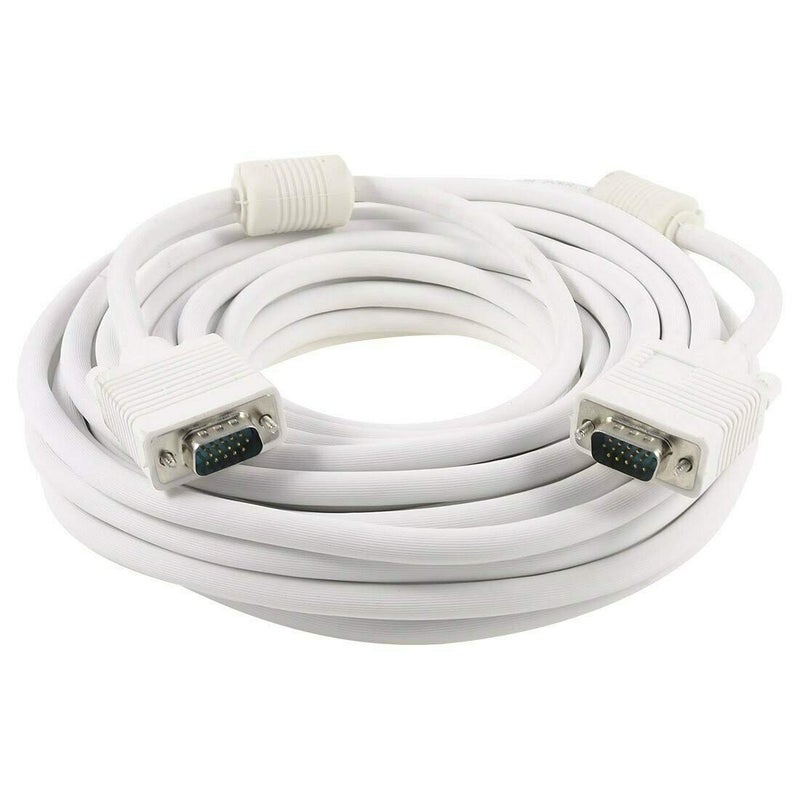 Terabyte Male To Male Vga Cable 15 Meter, Support Pc/Monitor/Lcd/Led, Plasma, Projector, Tft. Vga To Vga Converter Adapter Cable For Monitor, Personal Computer, Laptop, Television, Projector (White) - Image 1