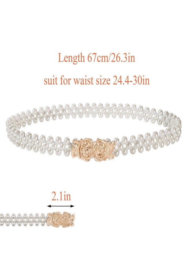 Ayliss Women Pearl Waist Belt Elastic Wedding Bridal Belt with Rhinestone Crystal Sash Bridesmaid Dress Belt Waistband (#8) - Image 3