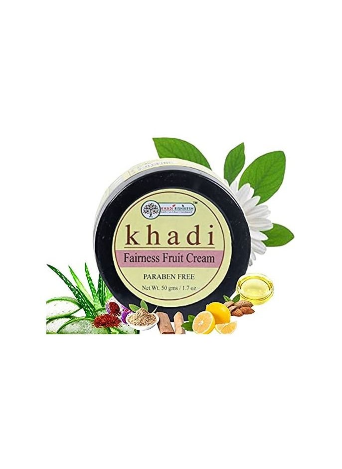 KHADI RISHIKESH - Khadi Rishikesh Herbal Fairness fruit cream remove black spots & wrinkles, dark circles, scare, aging reduce blemishes, protect skin from sun lightens skin tone ,men & women (50 gm)) - Image 1