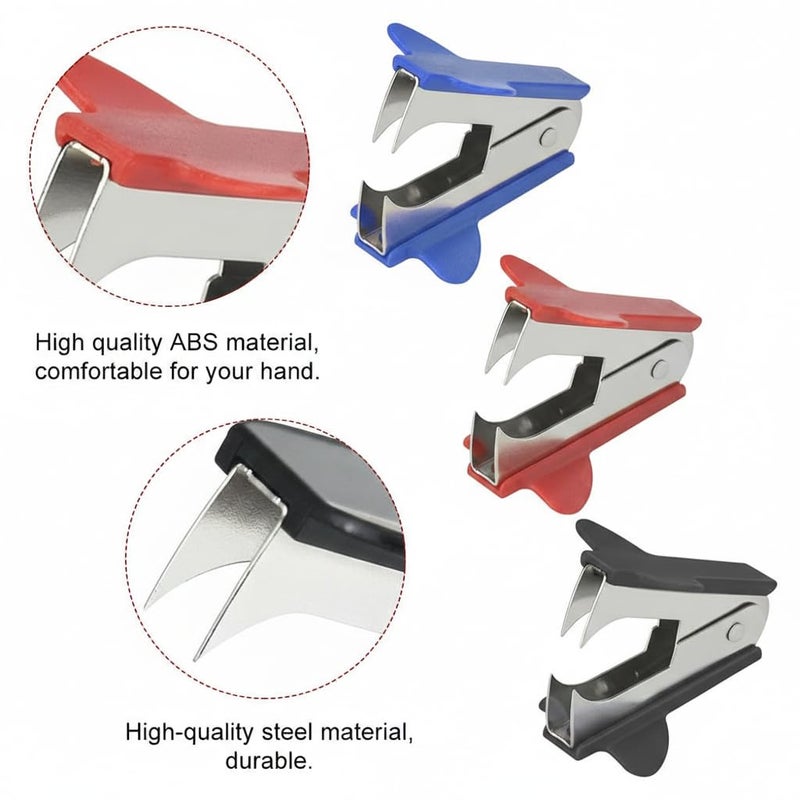Staple Remover – 3 Pack Staple Remover Set with Durable Steel Jaw, Lightweight and Easy to Use, Small Nail Puller and Binding Supplies for Office, School, Home (Multicolor) - Image 2