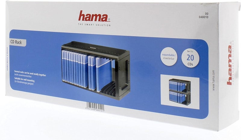 Hama CD Rack for 20 CDs | CD Storage for Hanging or Standing, Space-Saving, Small CD Stand, for the Office or Any Room | Black - Image 3