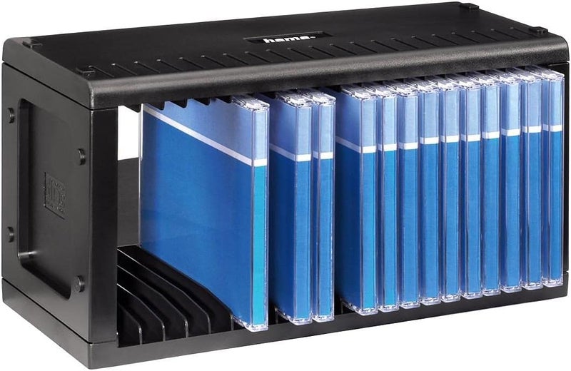 Hama CD Rack for 20 CDs | CD Storage for Hanging or Standing, Space-Saving, Small CD Stand, for the Office or Any Room | Black - Image 2