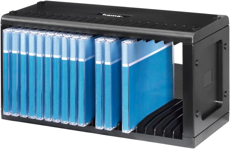 Hama CD Rack for 20 CDs | CD Storage for Hanging or Standing, Space-Saving, Small CD Stand, for the Office or Any Room | Black - Image 5