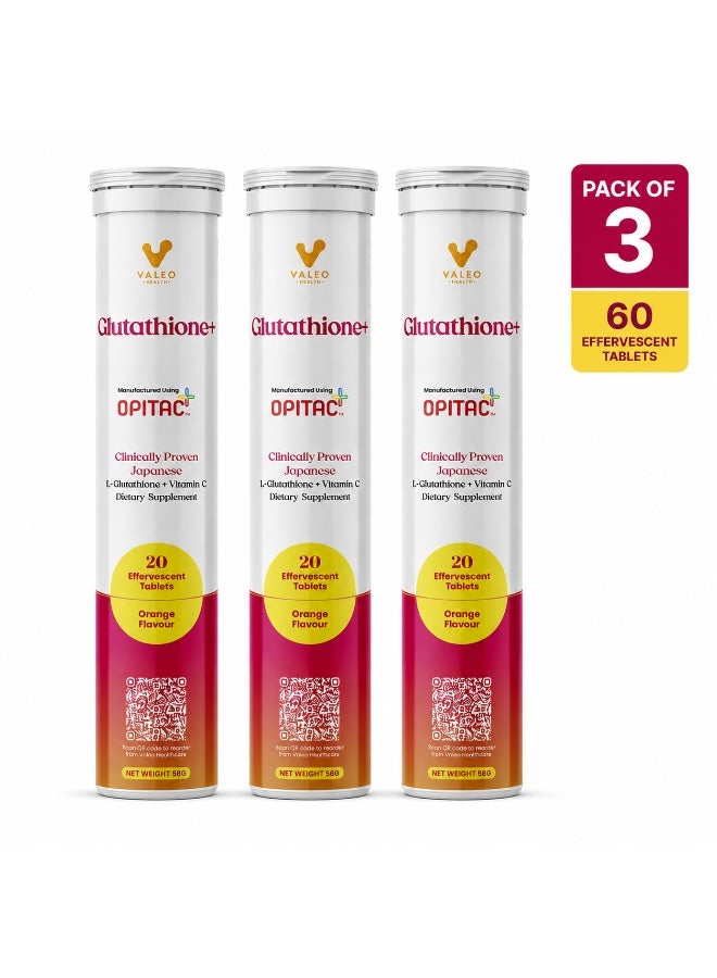 Valeo Glutathione Effervescent Tablets 20 Pack of 3 - Image 1