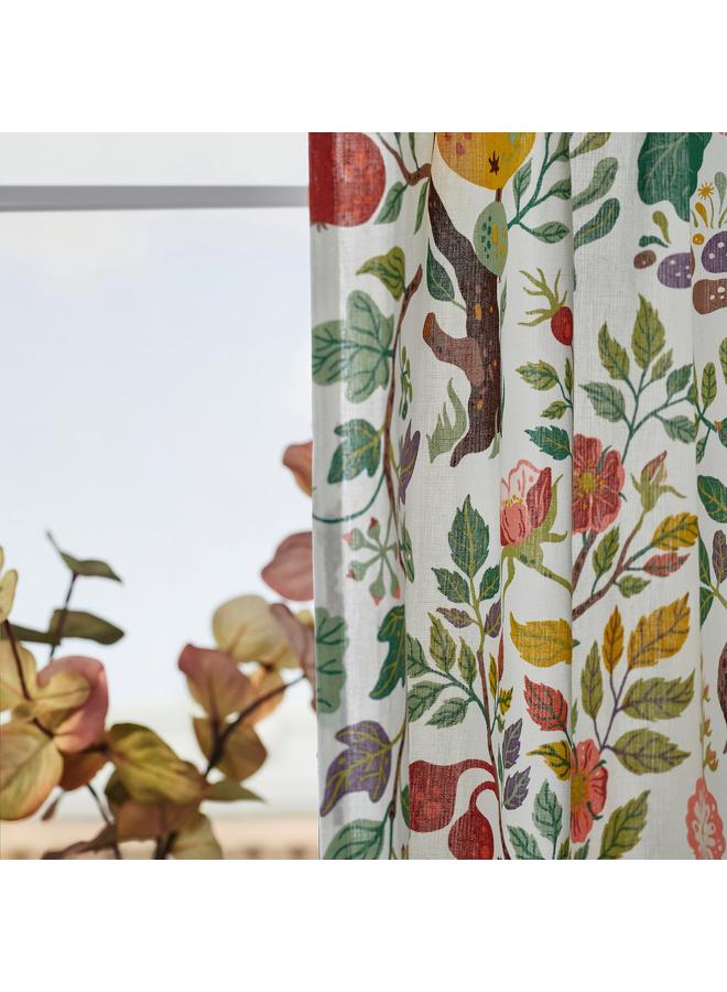 erorex Curtains, 1 pair, white multicolour/floral pattern with heading tape, 145x300 cm - Image 3