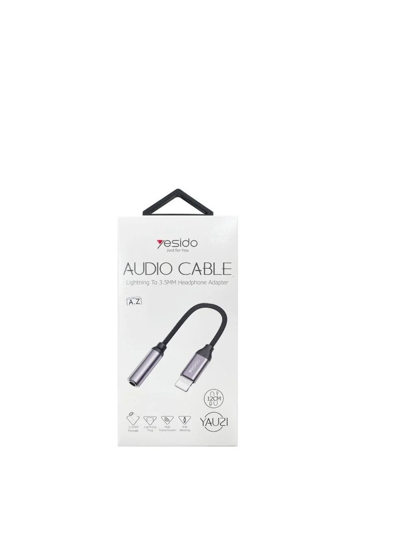 Yesido - Audio Cable AUX 3.5MM Lightning To Headphone Adapter Black - Image 1
