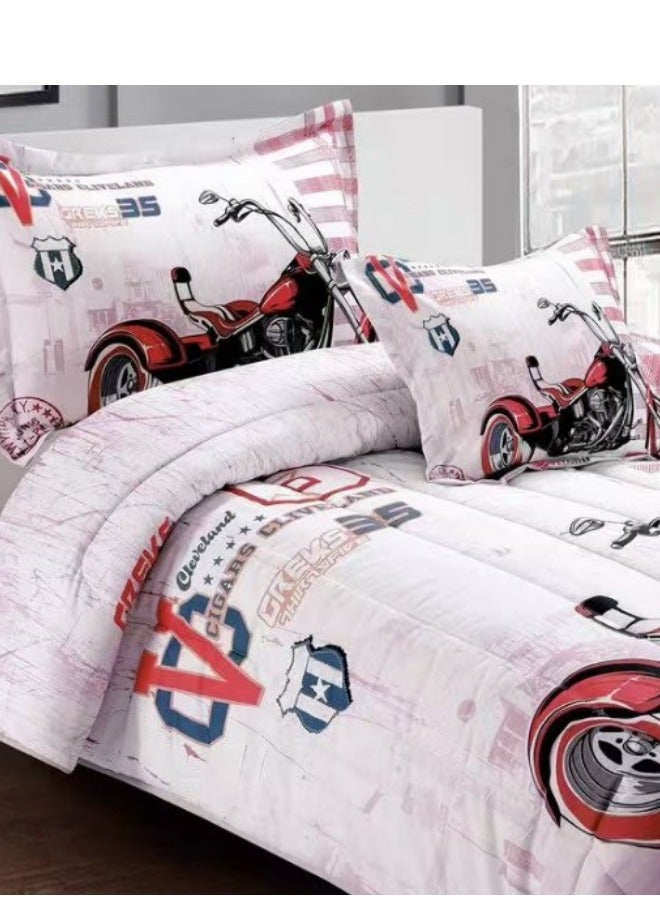 سمارت هوم طقم مفارش ولحاف أطفال ذو حشوة متوسطة مكون من4 قطع قابل للعكس شرشف مطاط مقاس 170*230سم للأولاد والبنات - Image 5