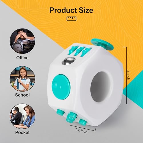 FFZDENA Fidget Toys Adults Sensory Cube Toy - Cube Toys with Click Ball - Decompression Ring Fidget Finger Toy Stress Relief for Adults（White） - Image 3