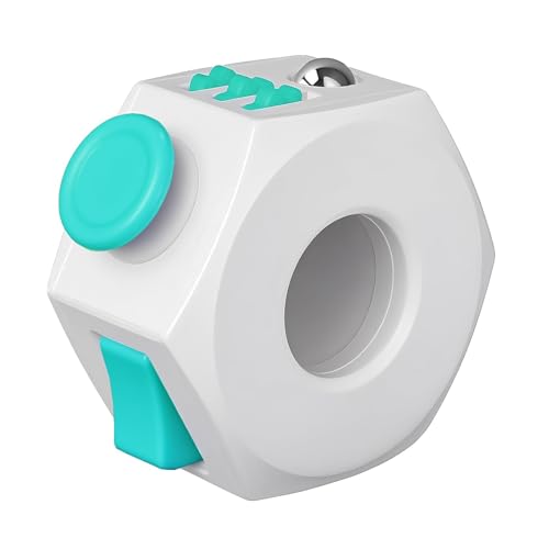 FFZDENA Fidget Toys Adults Sensory Cube Toy - Cube Toys with Click Ball - Decompression Ring Fidget Finger Toy Stress Relief for Adults（White） - Image 1