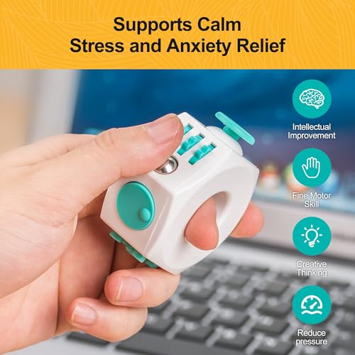 FFZDENA Fidget Toys Adults Sensory Cube Toy - Cube Toys with Click Ball - Decompression Ring Fidget Finger Toy Stress Relief for Adults（White） - Image 4