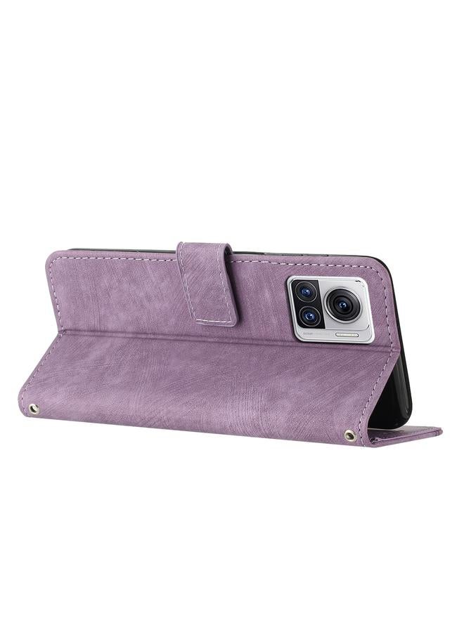 S-TOP Case For Motorola Edge 30 Ultra / X30 Pro Skin Feel Stripe Pattern Leather Phone Case with Lanyard - Image 3