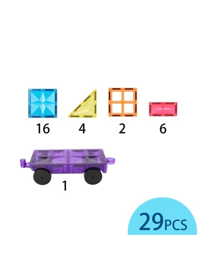 Track Toys Early Education NT Kidsren's Pipe Magnetic Building Blocks Transparent Magnetic Sheets ML-Color:[dark Color] 29P Magnetic Sheet-Specifications:Default  - Image 1