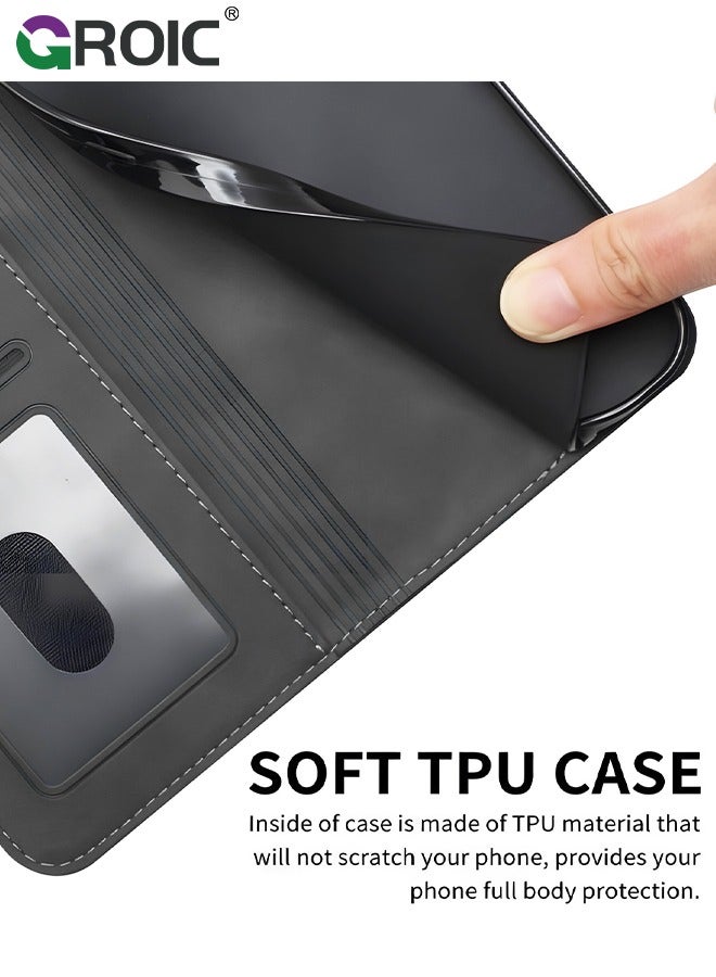 GROIC Compatible with iPhone 16 Pro Case Wallet with Credit Card Holder, Flip Leather Magnetic Clasp Kickstand Heavy Duty Protective Cover for iPhone 16 Pro - Image 5