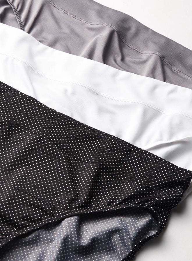 Warner's Women's Blissful Benefits Dig-Free Comfort Waistband Microfiber Hi-Cut 3-Pack 5138w, Black White Pindot Print/White/Smoked Pearl, XXL - Image 3
