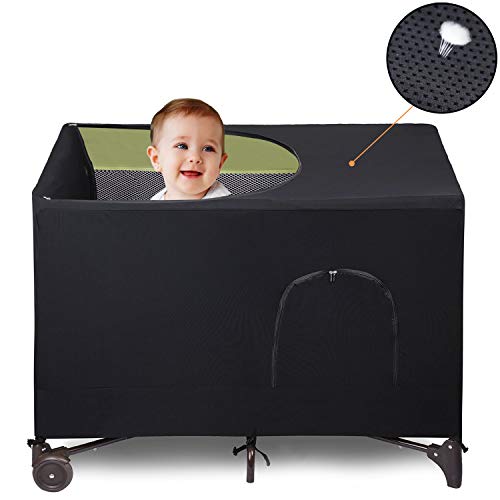 LLYWCM Crib Blackout Cover for Pack N Play - Travel Crib Cover, Breathable Baby Netting Cover/Tent for Indoor or Outdoor Portable Stretchy Blackout Tent, Net Curtains - Image 1