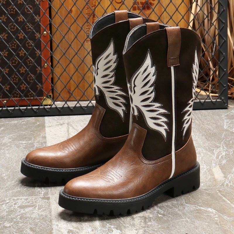 5100 Cowboy Boots Western Cowboy Boots European, American And British Long Tube Stitching Men'S Boots Plus Size - Image 2