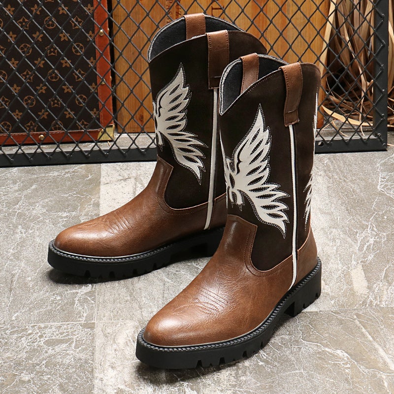 5100 Cowboy Boots Western Cowboy Boots European, American And British Long Tube Stitching Men'S Boots Plus Size - Image 1
