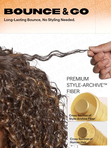 GORGIUS Veralux Blend Human Hair Highlight Brown Curly Wig with Bangs Glueless Synthetic Bang Wigs with Realistic Scalp Put On ang Go Beginner Friendly 20 Inch - Image 3
