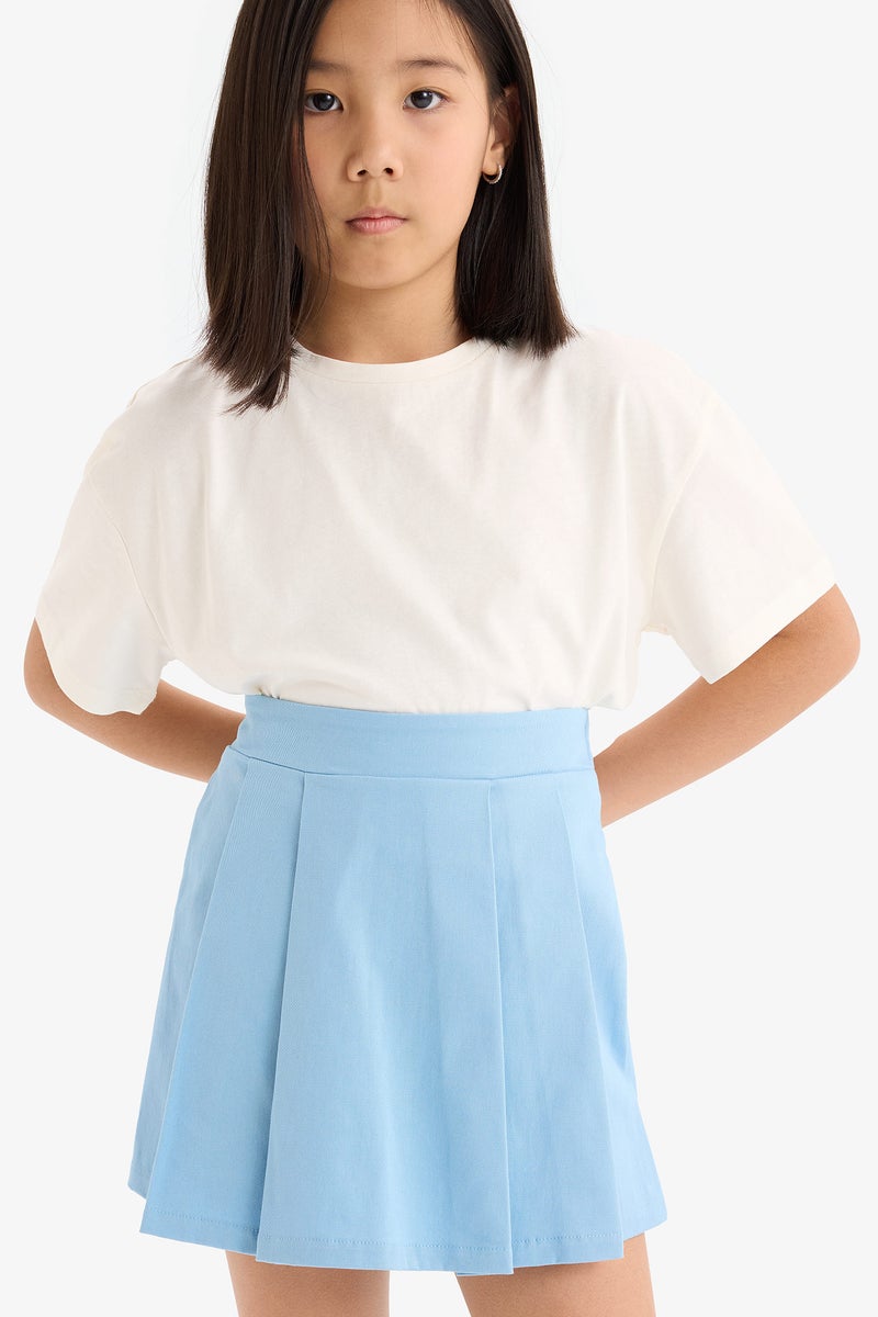DeFacto Blue Girl Gabardine Pleated Skort Casual - Image 4