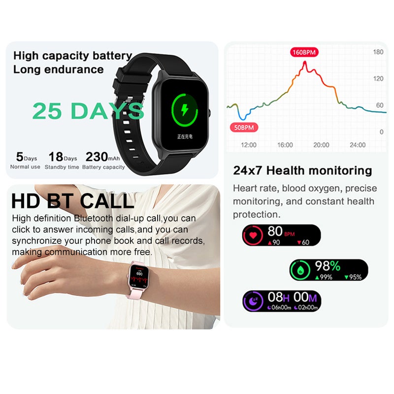 1.83 Inches Smartwatch IP67 Waterproof Sports Watch BT5.2 Intelligent Watch Fitness Tracker Multifunctional Watch Compatible with Android5.0/iOS10.0 - Image 2