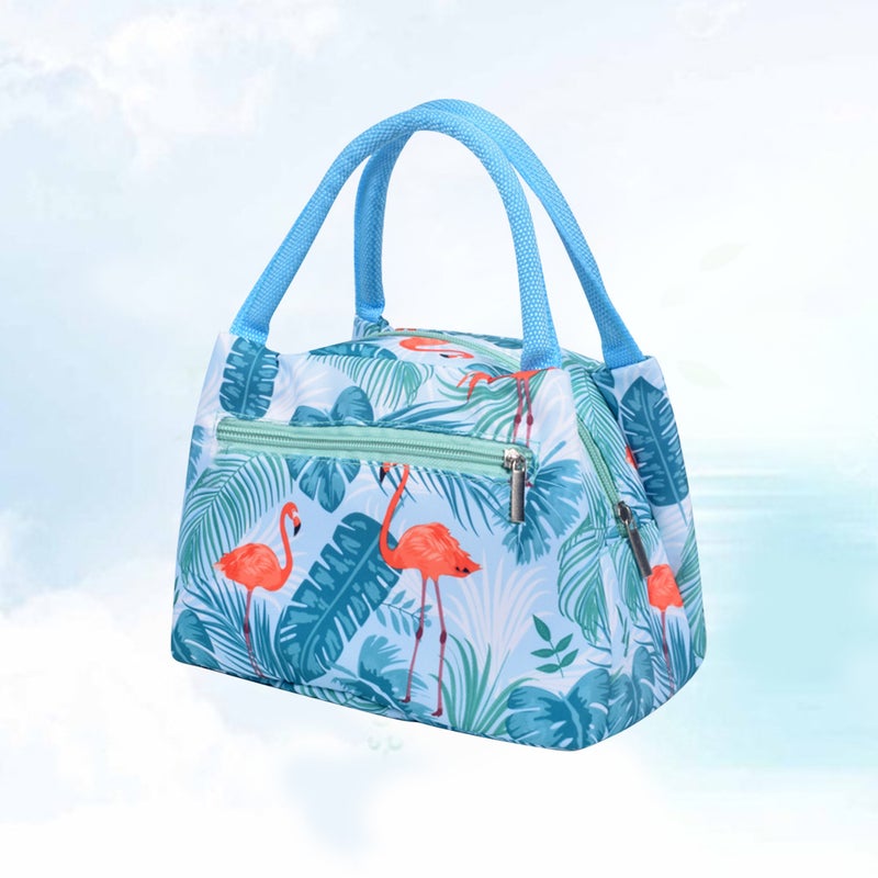 2 pcs Lunch Tote Bag Insulated Lunch Bag Lunch Box Handbag Cooler Bag for Outdoor Camping Picnic (Flamingo) - Image 4
