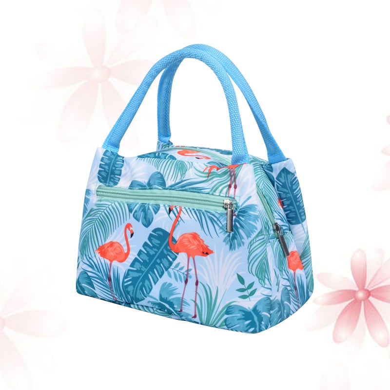 2 pcs Lunch Tote Bag Insulated Lunch Bag Lunch Box Handbag Cooler Bag for Outdoor Camping Picnic (Flamingo) - Image 1