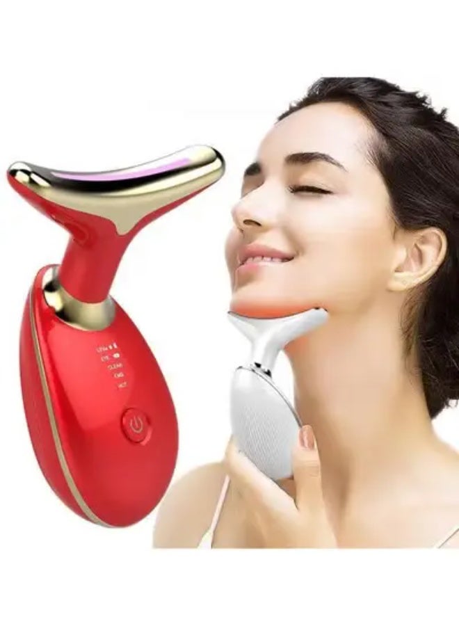 Electric Facial Neck Lifting EMS Thermal Therapy Face Shape Firming Massager Skin Tightening Wrinkle Removal Anti Aging Machine LED Photon Beauty Device Sonic Vibration