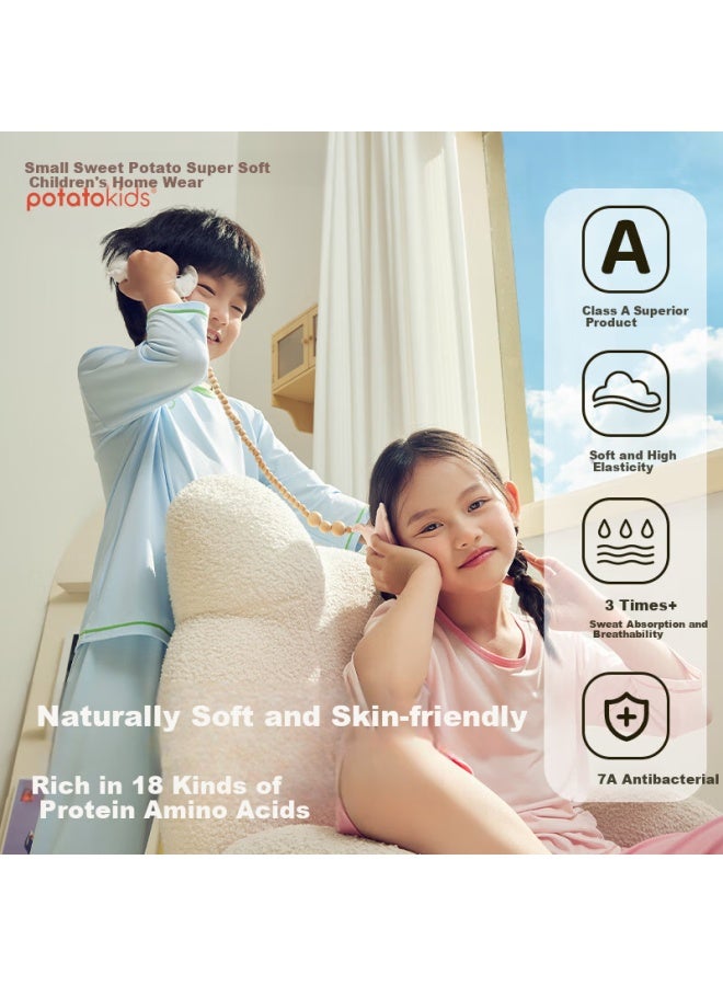 Xiaofanshupotatokids Children's Pajamas, Boys And Girls Home Wear Set, Spring And Summer Sweat-wicking Breathable, For Older Childre