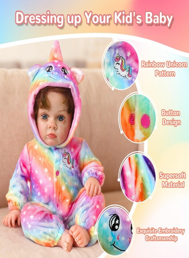 ARTST Reborn Baby Doll Accessories with Bassinet, Rainbow Unicorn Doll Clothes Outfit Set for 17-22 inch Newborn Babies,Valentine's Gift for 3-12 Girls Boys(NO Doll) - Image 4