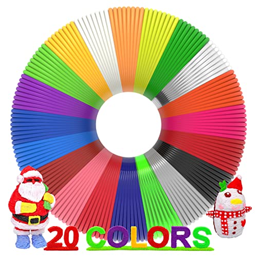 dikale 3D Pen Filament 400 Feet 20 Colors dikale 3D Printing Pen Refills PLA Bonus 250 Stencil eBook 3D Printer Pen Filament 175mm Smooth Printing - Image 1