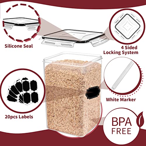 PRAKI Large Airtight Food Storage Containers with Lids, 10PCS Plastic Cereal Storage Containers, Kitchen & Pantry Organizers and Storage for Sugar, Flour, Baking Supplies with Lables & Mark - Image 3