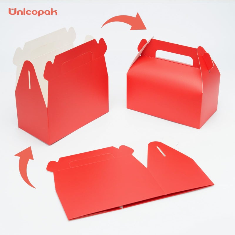 Unicopak 30 Pack Red Gable Treat Boxes Party Favor Goodie Bag Boxes For Candy Treats Snacks Cookie Toys For Birthday Party Halloween Christmas  6.5X3.5X4 Inches - Image 4