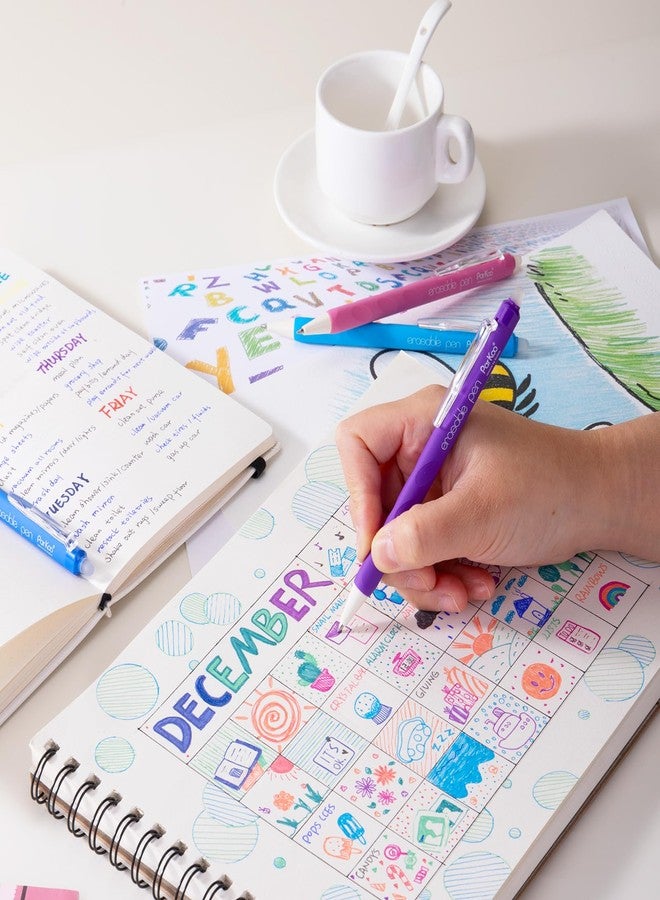 ParKoo Erasable Gel Pens, 12 Colors Retractable Erasable Colored Pens Fine Point 0.7mm, Make Mistakes Disappear, Assorted Color Inks for Drawing Coloring Writing Planner - Image 2