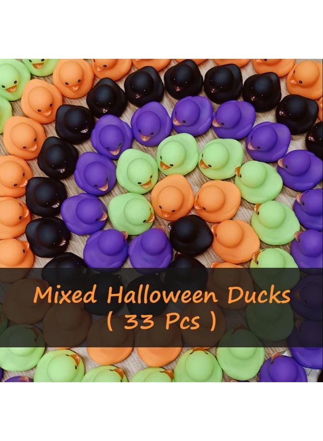 33 Halloween Rubber Ducks 2 Inch Orange Green Black Purple Novelty Gag Toys - Image 1