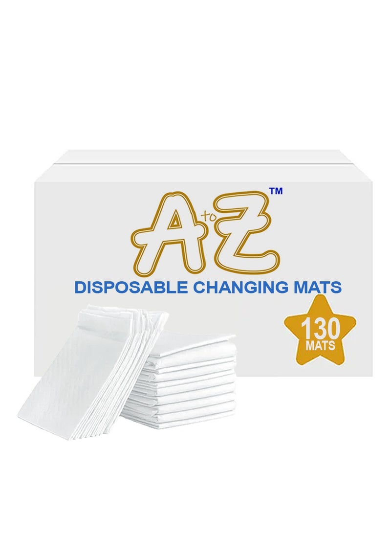 A TO Z A to Z - Disposable Changing Mat size (45cm x 60cm) Large- Premium Quality for Baby Soft Ultra Absorbent Waterproof - Pack of 130 - White  - Image 1
