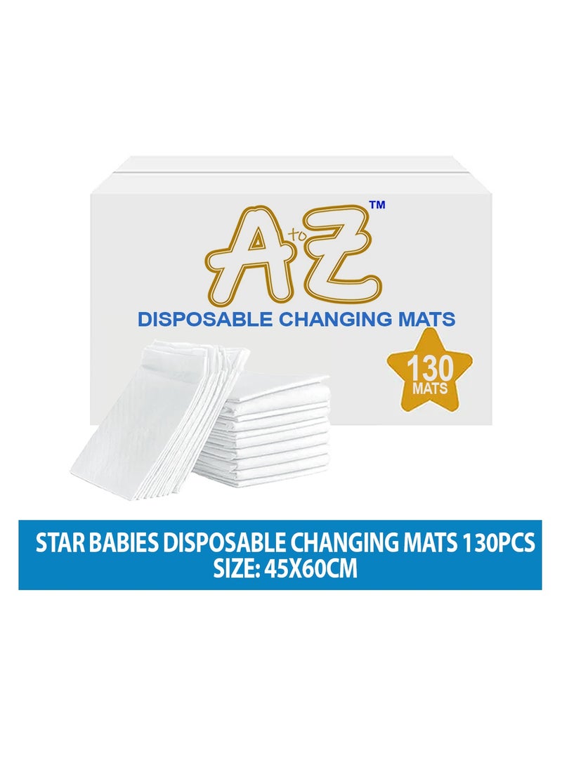 A TO Z A to Z - Disposable Changing Mat size (45cm x 60cm) Large- Premium Quality for Baby Soft Ultra Absorbent Waterproof - Pack of 130 - White  - Image 2