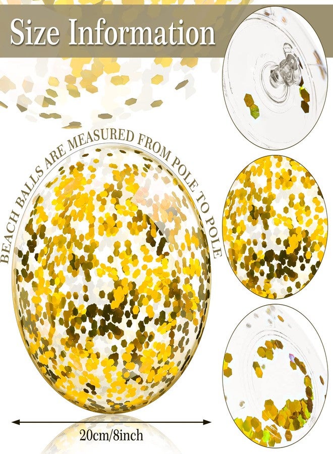 Zhanmai 20 Pieces 8 Inch Mini Glitter Beach Balls Bulk Clear Inflatable Pool Beach Ball for Summer Party Favors for Pool and Decorations(Gold) - Image 5