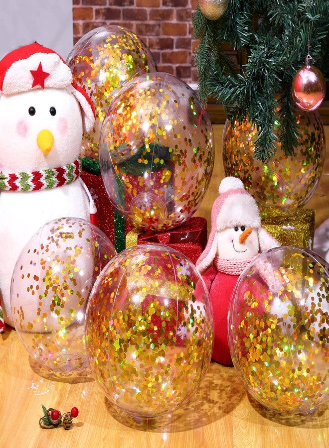 Zhanmai 20 Pieces 8 Inch Mini Glitter Beach Balls Bulk Clear Inflatable Pool Beach Ball for Summer Party Favors for Pool and Decorations(Gold) - Image 2