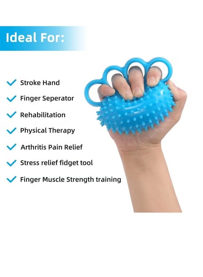 واي جيه منشط قوة قبضة اليد، كرة تمارين الأصابع ومنشطات اليد لتقوية القوة، تقوية القبضة، تحسين المرونة، كرة علاج اليد لشد اليد والتعافي زرقاء - Image 4