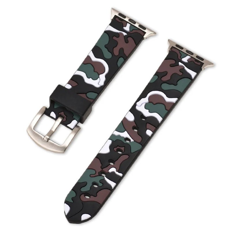Bluejw 38mm 42mm Camo Watch Band for Apple iWatch, Silicone Replacement Strap - New Style Camouflage Smartwatch Wristband - Image 5