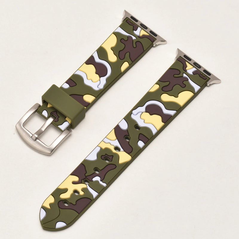 Bluejw 38mm 42mm Camo Watch Band for Apple iWatch, Silicone Replacement Strap - New Style Camouflage Smartwatch Wristband - Image 1