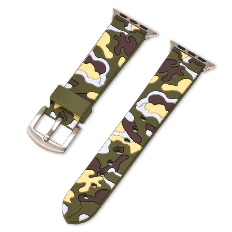 Bluejw 38mm 42mm Camo Watch Band for Apple iWatch, Silicone Replacement Strap - New Style Camouflage Smartwatch Wristband - Image 3