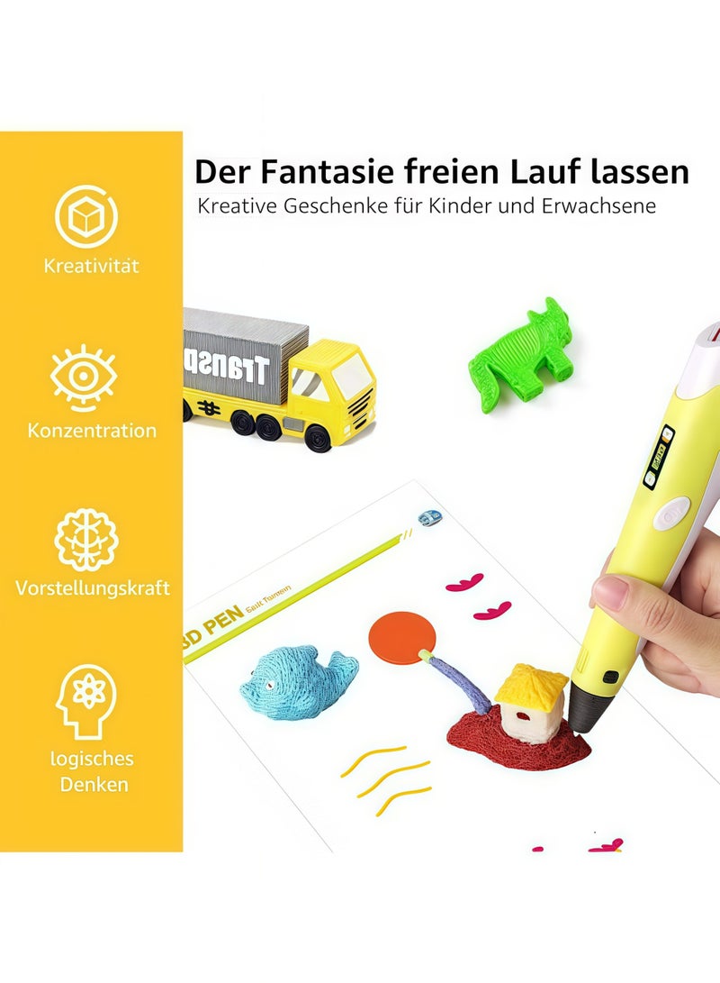 3D Printing Pen with Display Includes 3 Initial Color Filaments and Project Guide Book Charger Base 3D Printer Pen Set for Children Adjustable Temperature and Speed, for Graffiti, Drawing, Model Mak - Image 4
