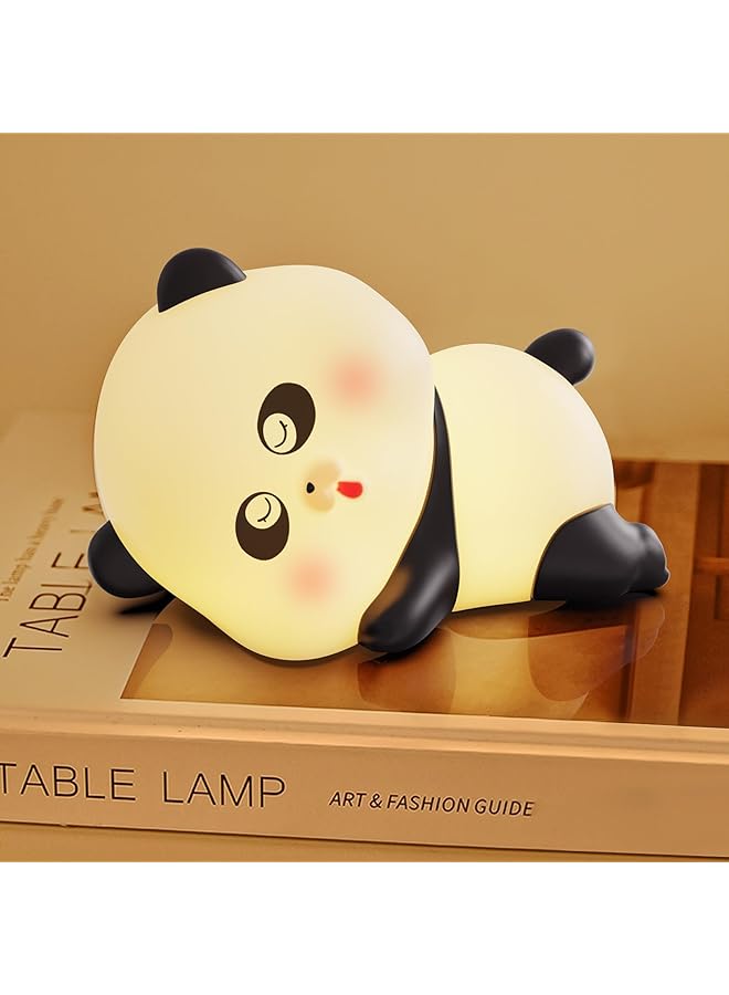 The Bros Cute Panda Night Light for Kids, 3-Level Dimmable with 7 Colors, LED Squishy Animal Lamp, Food Grade Silicone Touch Nursery Light with Timer, Ideal Room Decor for Children - Image 1