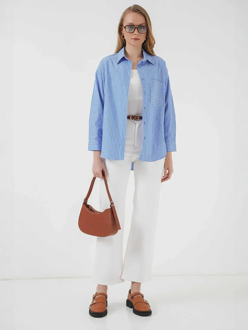 BIG DART BDART Oversized Striped Shirt with Pocket