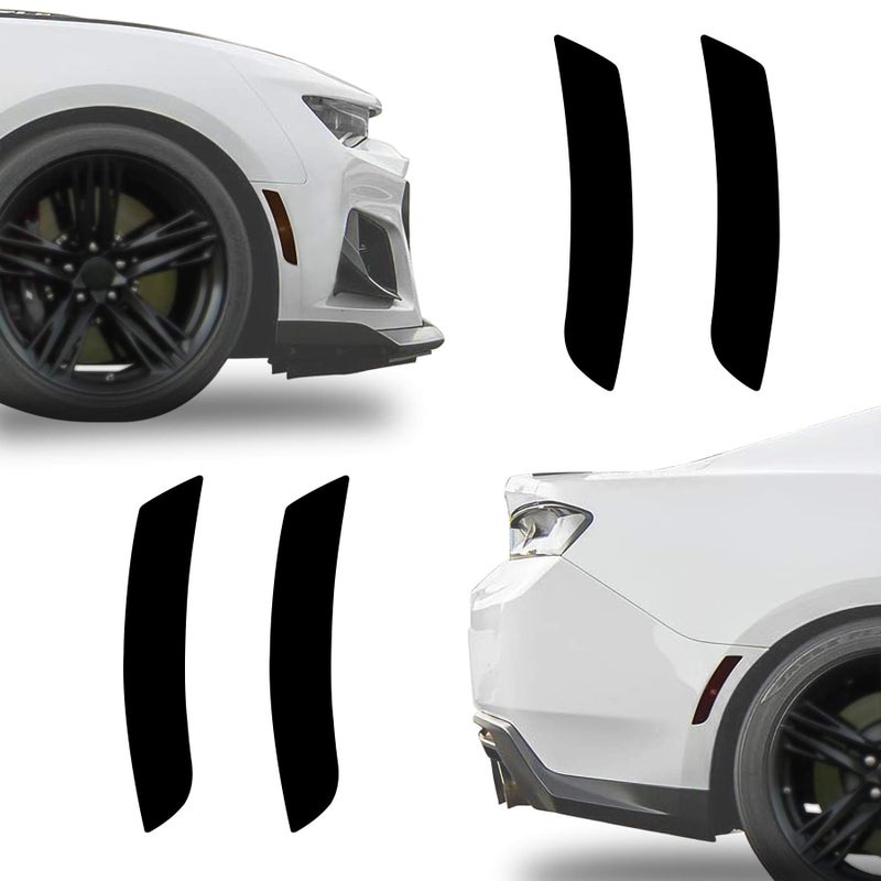NDRUSH Blackout Side Marker Lights Vinyl Tint Film Precut Overlay Air-Release Front Rear Sidemarker Wrap Cover Compatible with Chevy Camaro 2016 to 2019