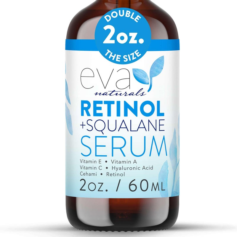Eva Naturals Retinol + Squalane Serum â€“ Anti Aging Face Serum for Wrinkles, Collagen Boost, Eye & Night Use â€“ Retinoid Skin Care for Acne, Pores, Dark Spots & Sensitive Skin - Image 1