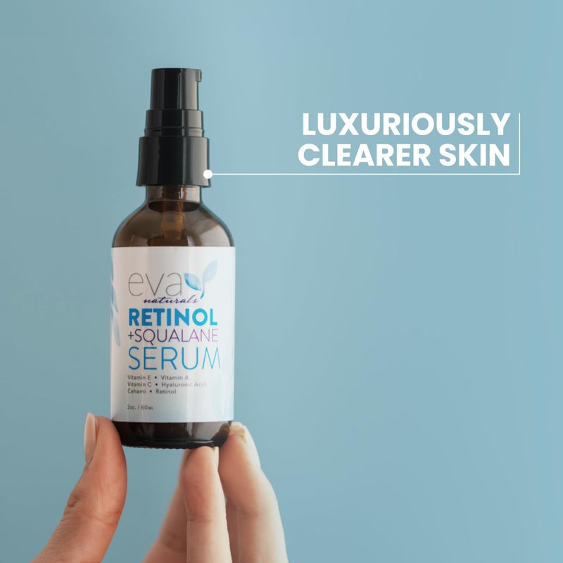 Eva Naturals Retinol + Squalane Serum â€“ Anti Aging Face Serum for Wrinkles, Collagen Boost, Eye & Night Use â€“ Retinoid Skin Care for Acne, Pores, Dark Spots & Sensitive Skin - Image 4