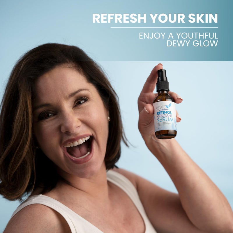 Eva Naturals Retinol + Squalane Serum â€“ Anti Aging Face Serum for Wrinkles, Collagen Boost, Eye & Night Use â€“ Retinoid Skin Care for Acne, Pores, Dark Spots & Sensitive Skin - Image 3